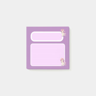 Hübscher lila Einhorn-Notizblock mit zwei Abschnit Post-it Klebezettel