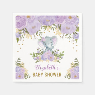 Hübscher lila Elefant-Baby-MädchenWatercolor mit Serviette