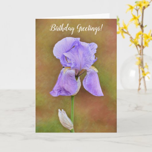 Hübscher Lila Frühling Iris Blume Karte (Gelbe Blume)