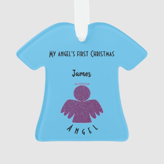 Hübscher Lila Glitzer Angel Ornament (Rückseite)