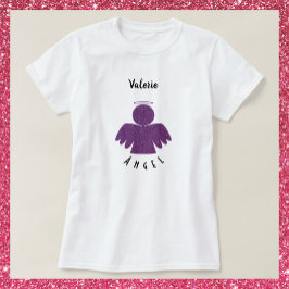 Hübscher Lila Glitzer Angel T-Shirt