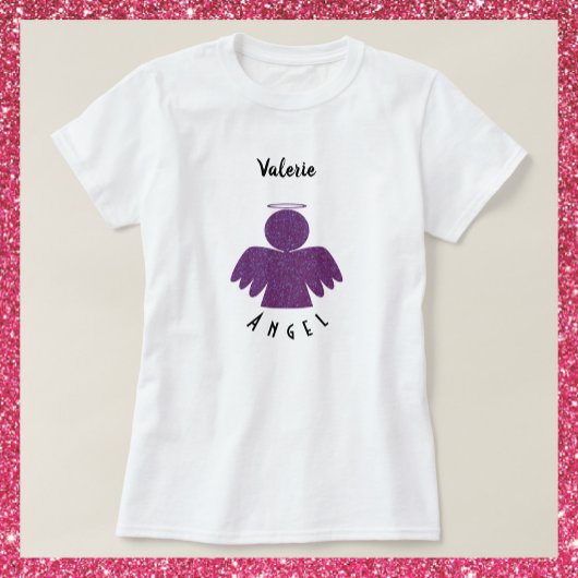 Hübscher Lila Glitzer Angel T-Shirt