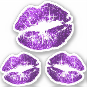 Hübscher Lila Glitzer Lips - Kiss Cut Aufkleber