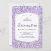 Hübscher Lila Glitzer Quinceañera Einladungen (Vorderseite)