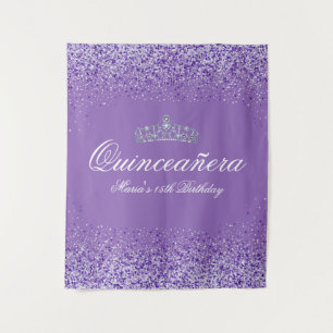 Hübscher Lila Glitzer Quinceanera Wandteppich