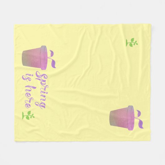 Hübscher Lila & grüner SPRING IST HIER Fleecedecke (Vorderseite (Horizontal))