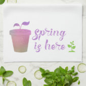 Hübscher Lila & grüner SPRING IST HIER Geschirrtuch (Gefaltet)