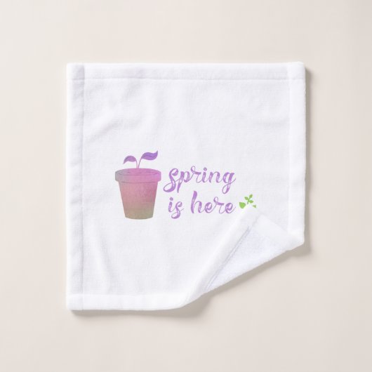 Hübscher Lila & grüner SPRING IST HIER Waschlappen (Waschlappen)