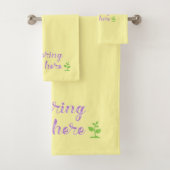 Hübscher Lila & grüner SPRING IST HIER Wash Tuch (Insitu)