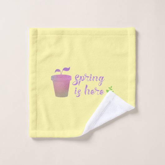 Hübscher Lila & grüner SPRING IST HIER Wash Tuch (Waschlappen)