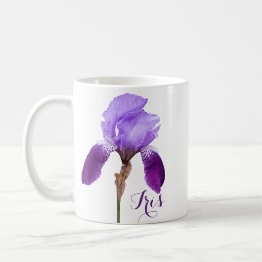 Hübscher lila Irisblütenname Kaffeetasse (Links)