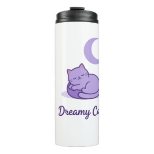 Hübscher lila Katzenmond-Reisebecher-Geschenk Thermosbecher