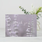 Hübscher Lila Lavendel Blume Flat Danke Karte (Stehend Vorderseite)