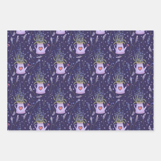 Hübscher Lila Lavendel Geschenkpapier Set (Vorderseite 3)