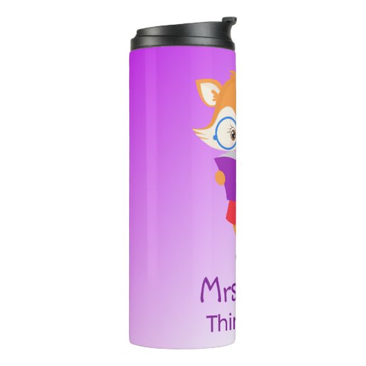 Hübscher Lila Lehrerfuchs Thermosbecher (Nach links gedreht)