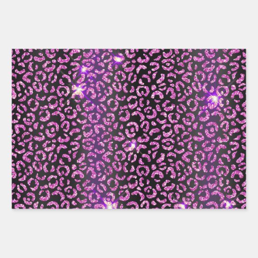 Hübscher Lila Leopard Geschenkpapier Set (Vorderseite)