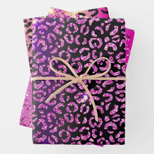 Hübscher Lila Leopard Geschenkpapier Set (Beispiel)