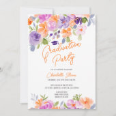 Hübscher lila orangefarbener Abschluss Einladung (Vorderseite)