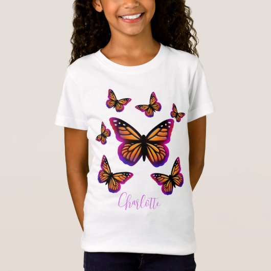 Hübscher lila Rosa-Blau-Oangebutterfisch T - Shirt (Vorderseite)