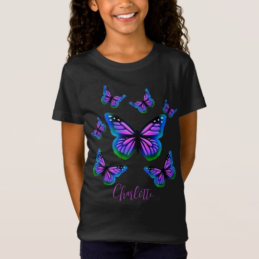 Hübscher lila rosa Schmetterling T - Shirt (Vorderseite)
