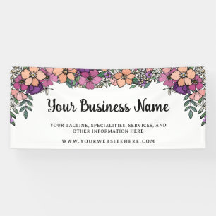 Hübscher lila rosafarbener Floral Geschäftsname Banner