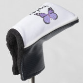 Hübscher lila Schmetterling mit individuelle Name Golf Headcover (3/4 Vorderseite)