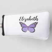 Hübscher lila Schmetterling mit individuelle Name Golf Headcover (Vorderseite)