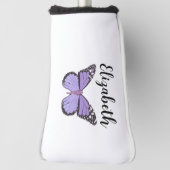 Hübscher lila Schmetterling mit individuelle Name Golf Headcover (Rotieren 90)