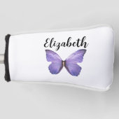 Hübscher lila Schmetterling mit individuelle Name Golf Headcover (Vorderseite)