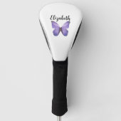 Hübscher lila Schmetterling mit individuelle Name Golf Headcover (Vorderseite)