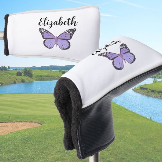 Hübscher lila Schmetterling mit individuelle Name Golf Headcover