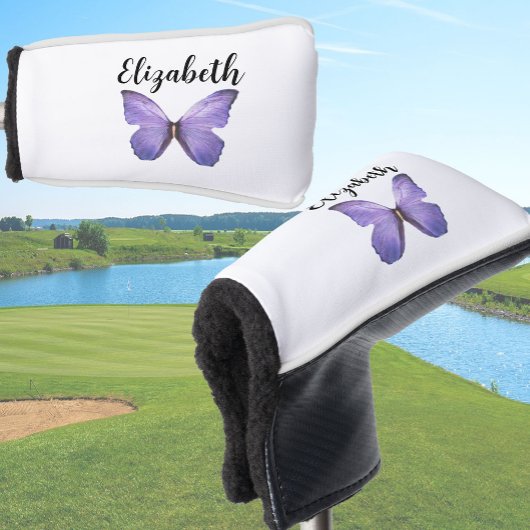 Hübscher lila Schmetterling mit individuelle Name Golf Headcover