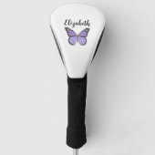 Hübscher lila Schmetterling mit individuelle Name Golf Headcover (Vorderseite)