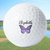 Hübscher lila Schmetterling mit individuelle Name Golfball