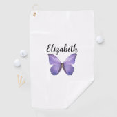 Hübscher lila Schmetterling mit individuelle Name Golfhandtuch (Insitu)