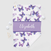 Hübscher lila Schmetterling personalisierter Name Golfhandtuch (Insitu)