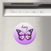 Hübscher Lila Schmetterling Personalisierter Name Magnet (In Situ (Geschirrspüler))