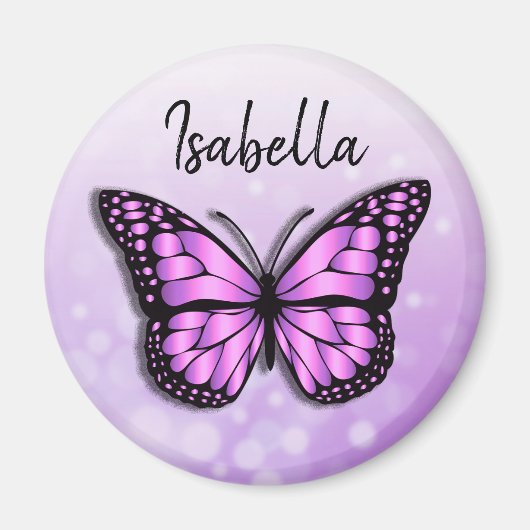 Hübscher Lila Schmetterling Personalisierter Name Magnet (Vorne)