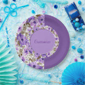 Hübscher lila u. weißer BlumenpapierTeller 5 Pappteller (Party)