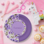 Hübscher lila u. weißer BlumenpapierTeller 5 Pappteller (Party)
