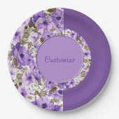 Hübscher lila u. weißer BlumenpapierTeller 5 Pappteller (Vorderseite)