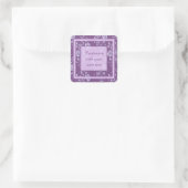 Hübscher Lila und benutzerdefinierter Lilac-Floral Quadratischer Aufkleber (Tasche)
