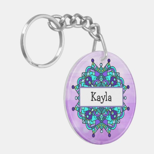 Hübscher Lila und Blue Mandala Schlüsselanhänger (Vorderseite links)