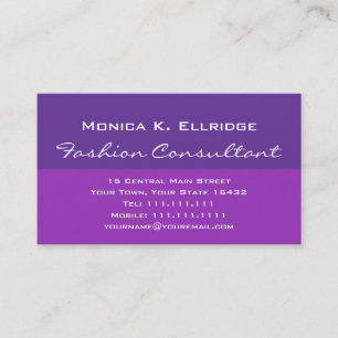 Hübscher lila und pinkfarbener Mode-Berater Visitenkarte