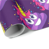 Hübscher lila Unicorn kacken Emoji Geschenkpapier (Rolleneckpunkt)