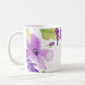 Hübscher lila Watercolor-Blumenmonogramm Kaffeetasse (Links)