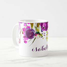 Hübscher lila Watercolor-Blumenschale Kaffeetasse