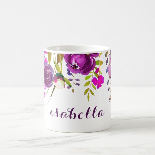 Hübscher lila Watercolor-Blumenschale Kaffeetasse (Mittel)