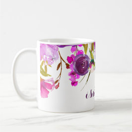 Hübscher lila Watercolor-Blumenschale Kaffeetasse