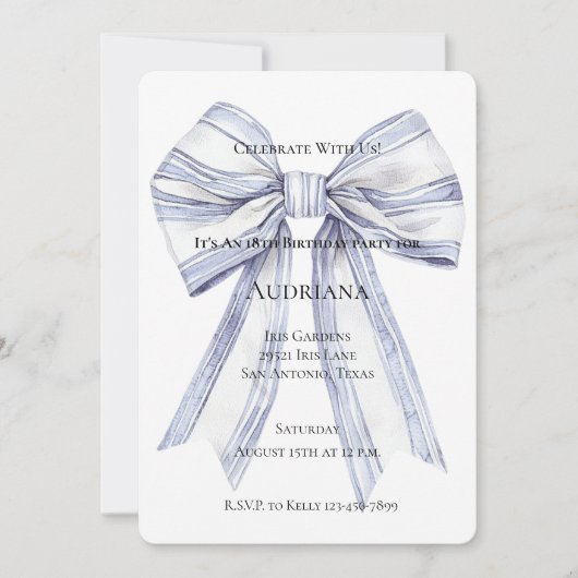 Hübscher Lila Weiße Bogen Geburtstag Einladung (Vorderseite)